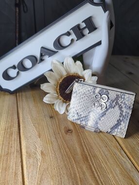 Coach Snakeskin Print Zip Card Case And Key Holder